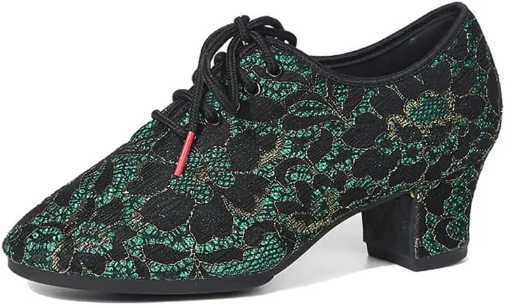 TINRYMX Women Lace-up Modern Dance Shoes Closed Toe Ballroom Latin Salsa Practice Performance Teaching Dancing Shoes, Model-LHD305