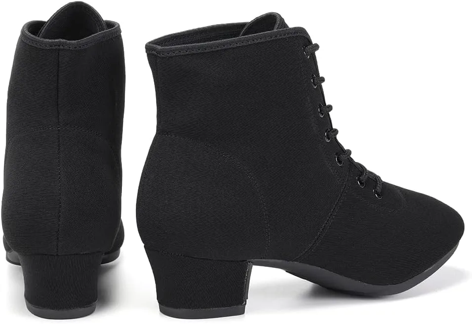 TINRYMX Womens & Girls Latin Dance Boots Lace-up Closed Toe Ballroom Salsa Tango Teaching Performance Dancing Shoes,Model-LHD-GBNJB