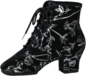 TINRYMX Womens & Girls Latin Dance Boots Lace-up Closed Toe Ballroom Salsa Tango Teaching Performance Dancing Shoes,Model-LHD-GBNJB