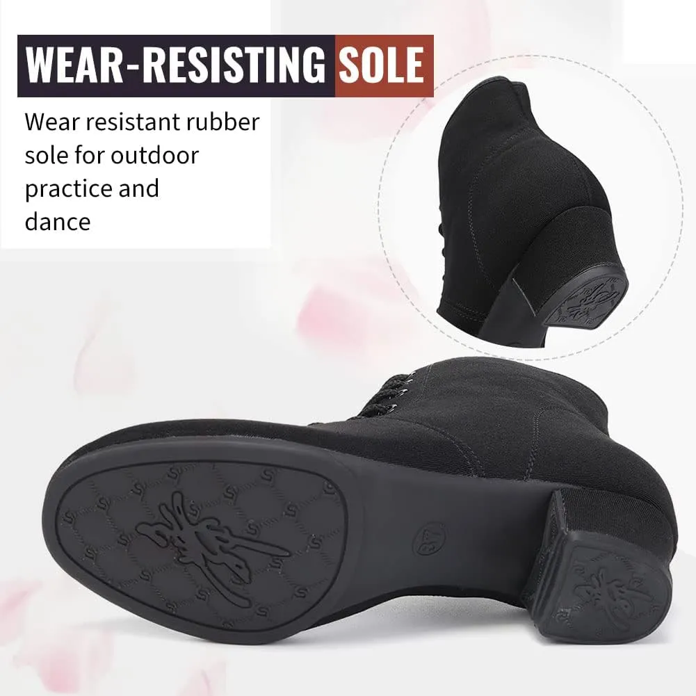 TINRYMX Womens & Girls Latin Dance Boots Lace-up Closed Toe Ballroom Salsa Tango Teaching Performance Dancing Shoes,Model-LHD-GBNJB