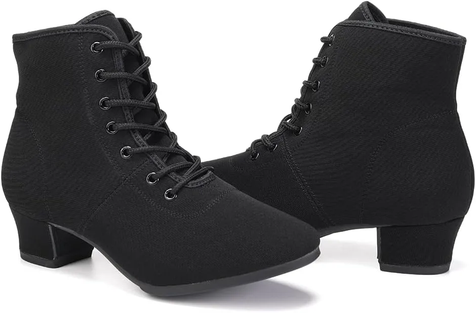 TINRYMX Womens & Girls Latin Dance Boots Lace-up Closed Toe Ballroom Salsa Tango Teaching Performance Dancing Shoes,Model-LHD-GBNJB
