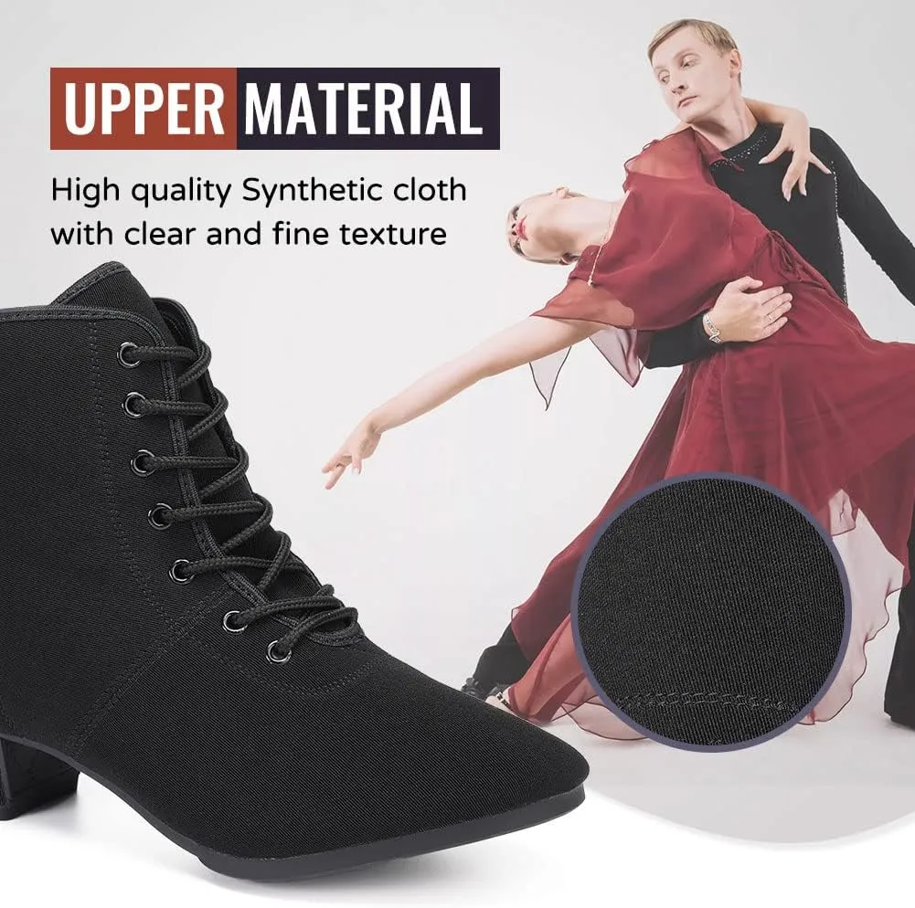TINRYMX Womens & Girls Latin Dance Boots Lace-up Closed Toe Ballroom Salsa Tango Teaching Performance Dancing Shoes,Model-LHD-GBNJB