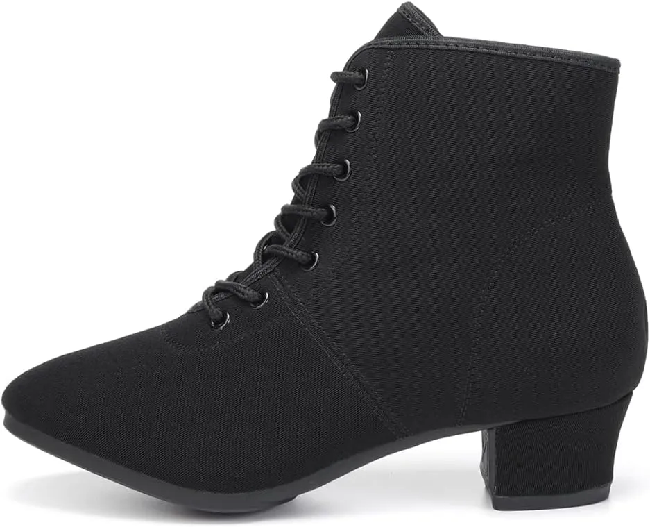 TINRYMX Womens & Girls Latin Dance Boots Lace-up Closed Toe Ballroom Salsa Tango Teaching Performance Dancing Shoes,Model-LHD-GBNJB