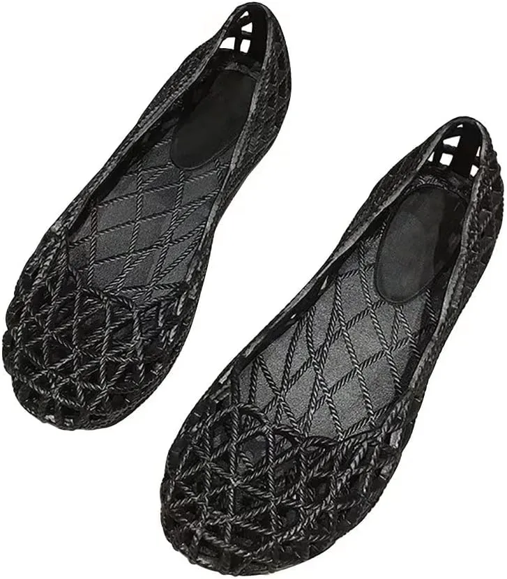 TN TANGNEST Women's Jelly Sandals Hollow Beach Slip On Jelly Flats