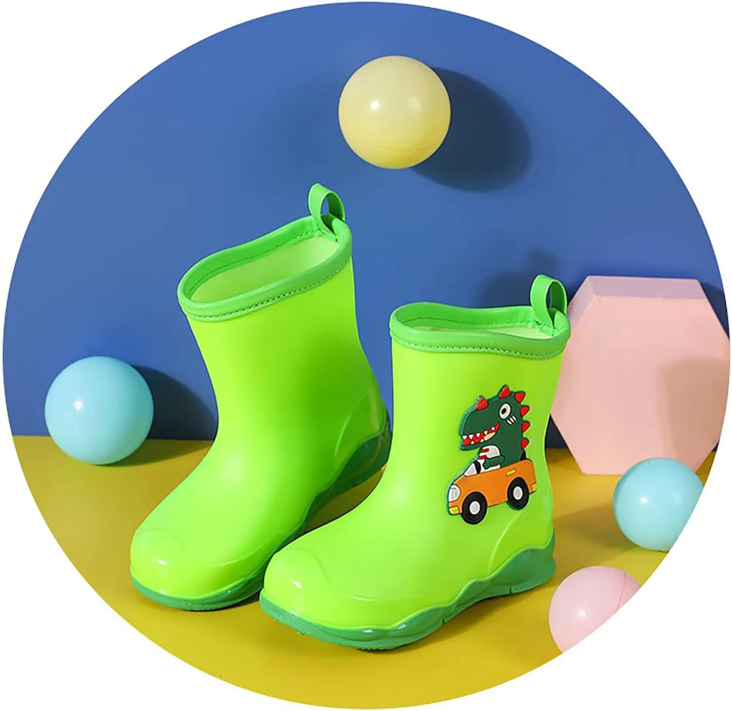 Toddler Kids Waterproof Cute Cartoon Dinosaur Printed Rain Boots Patterns Rubber Boots for Little Boys Baby Girl Shoes