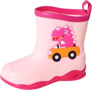 Toddler Kids Waterproof Cute Cartoon Dinosaur Printed Rain Boots Patterns Rubber Boots for Little Boys Baby Girl Shoes