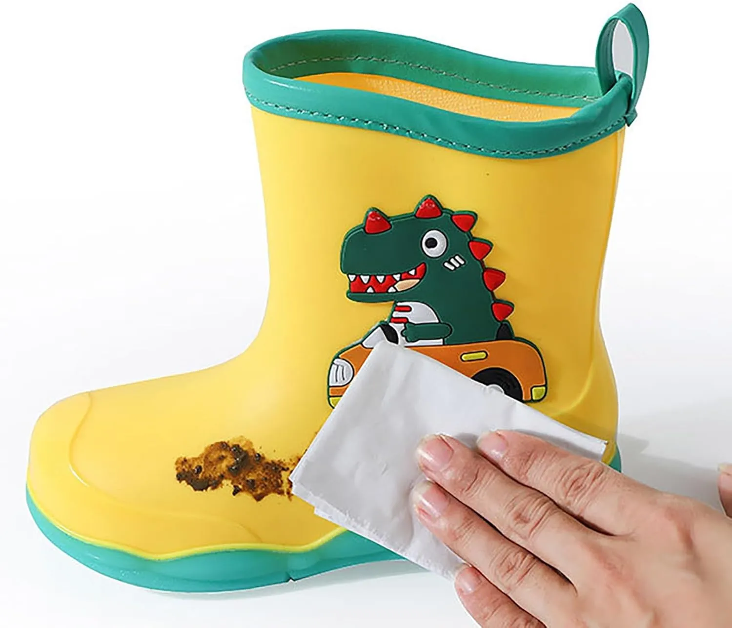 Toddler Kids Waterproof Cute Cartoon Dinosaur Printed Rain Boots Patterns Rubber Boots for Little Boys Baby Girl Shoes