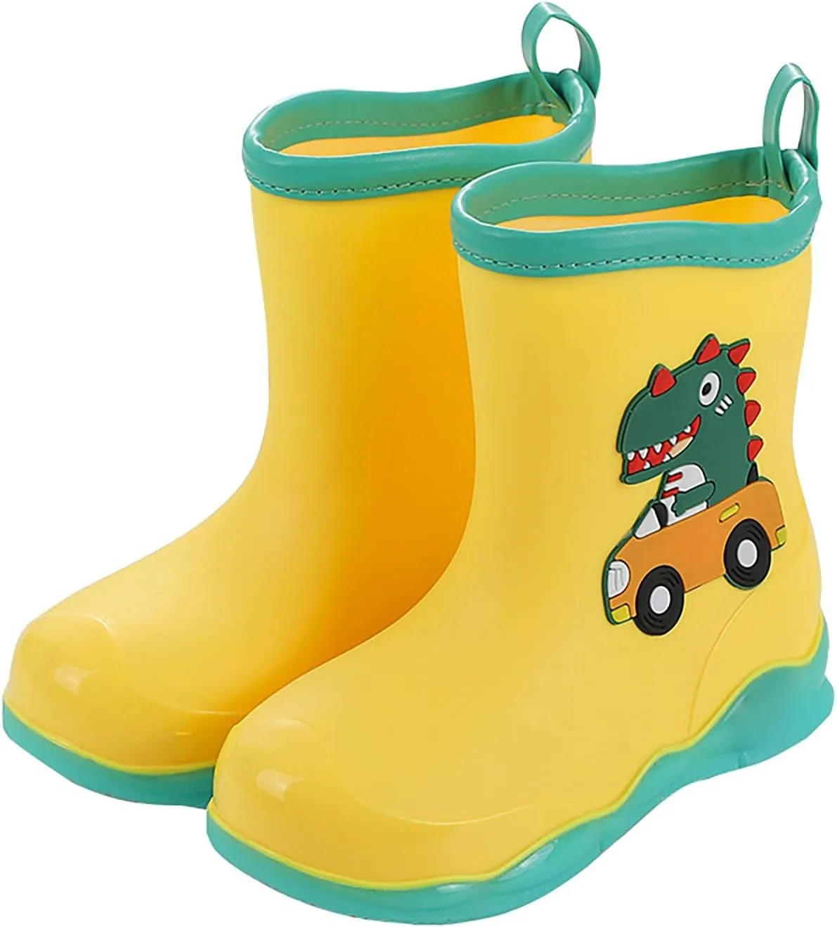 Toddler Kids Waterproof Cute Cartoon Dinosaur Printed Rain Boots Patterns Rubber Boots for Little Boys Baby Girl Shoes