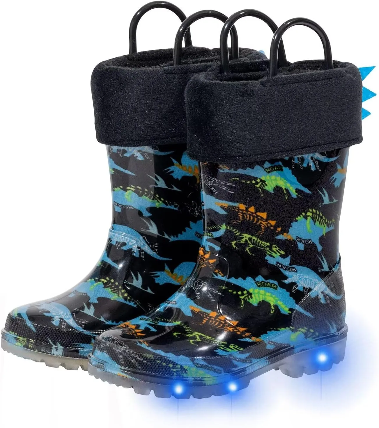 Toddler Rain Boots Kids Light up Snow Boots Boys Girls Waterproof Winter Boots with Removable Warm Lining