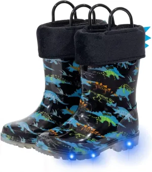Toddler Rain Boots Kids Light up Snow Boots Boys Girls Waterproof Winter Boots with Removable Warm Lining