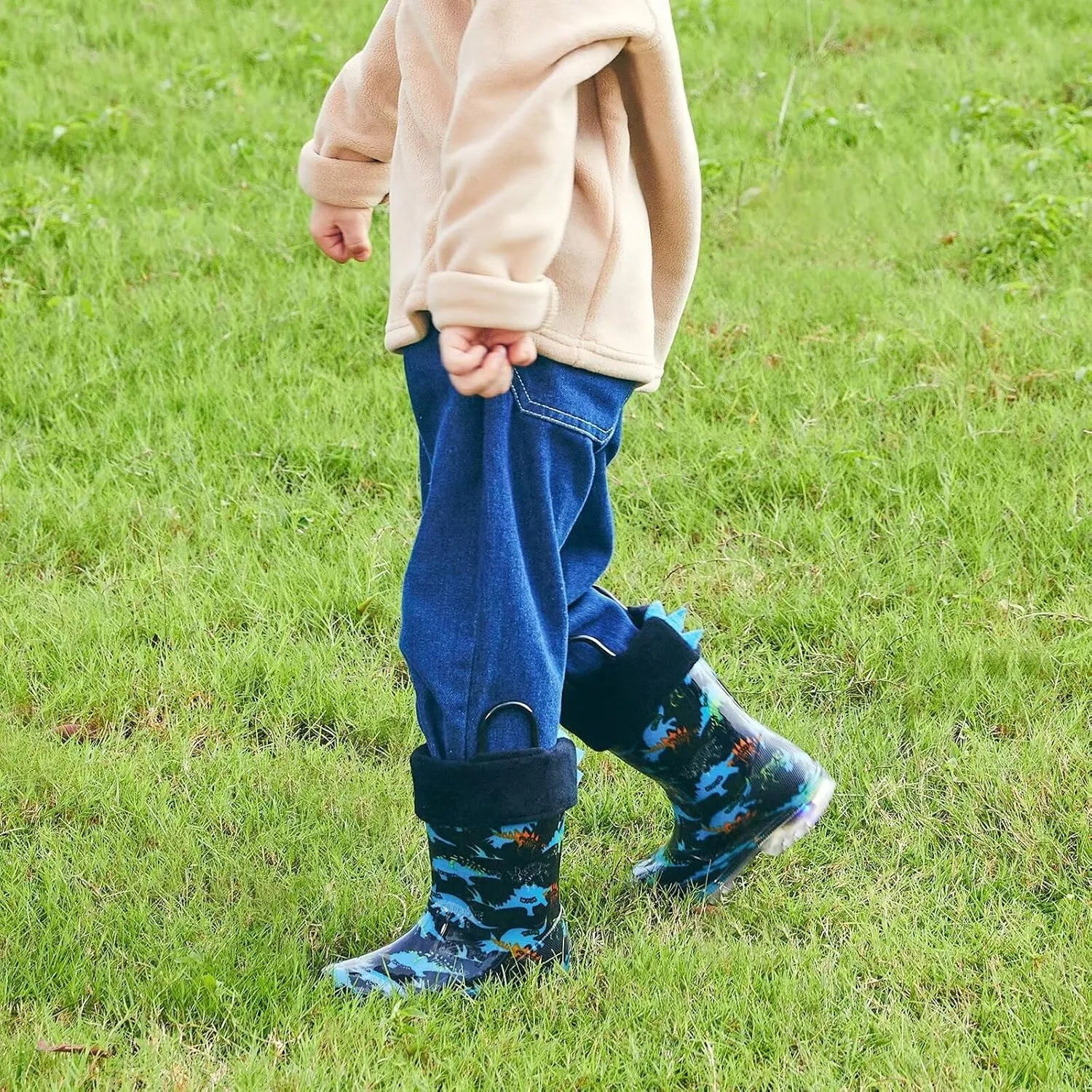 Toddler Rain Boots Kids Light up Snow Boots Boys Girls Waterproof Winter Boots with Removable Warm Lining
