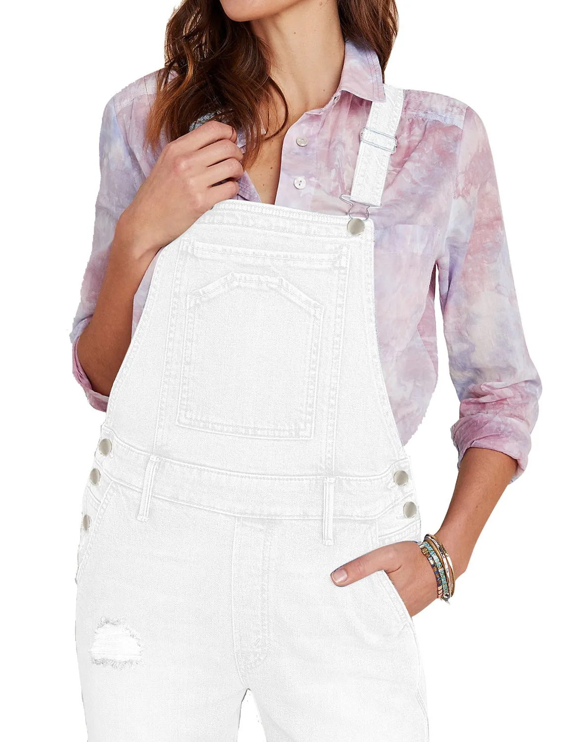 Utyful Women’s Classic Adjustable Straps Taper Jeans Denim Bib Overalls