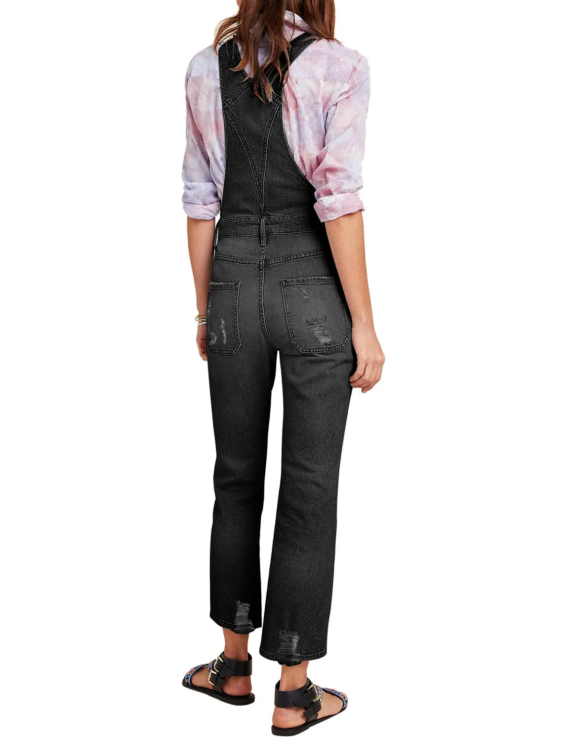 Utyful Women’s Classic Adjustable Straps Taper Jeans Denim Bib Overalls