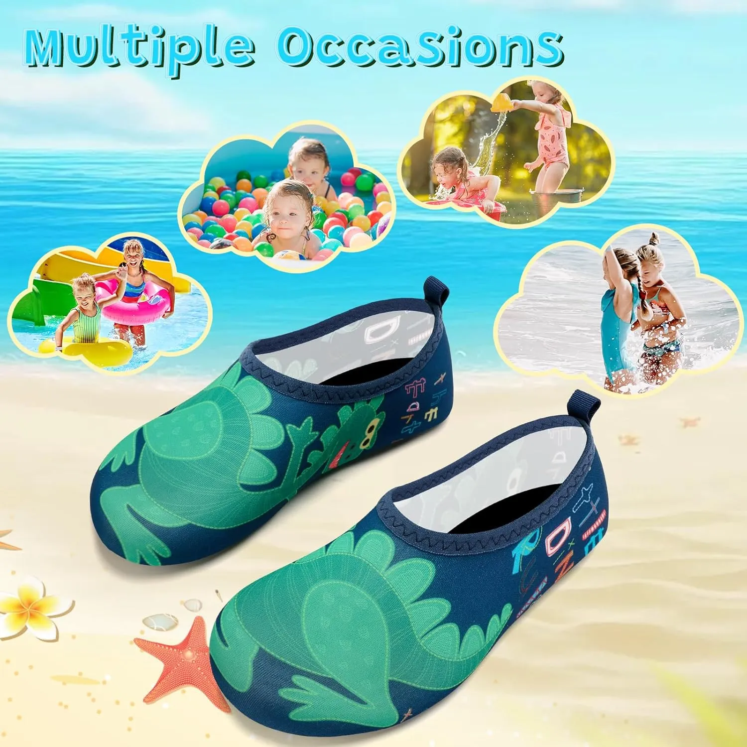 VIFUUR Kids Water Shoes Girls Boys Quick Dry Aqua Socks for Beach Swim Outdoor Sports