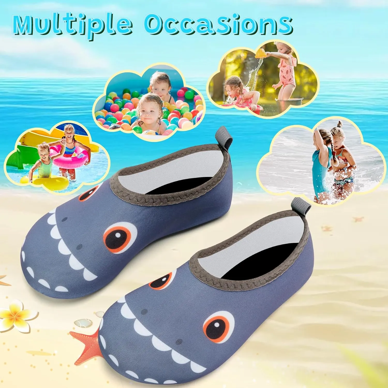 VIFUUR Kids Water Shoes Girls Boys Quick Dry Aqua Socks for Beach Swim Outdoor Sports