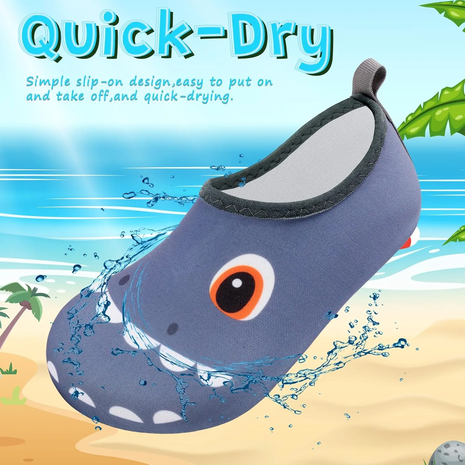 VIFUUR Kids Water Shoes Girls Boys Quick Dry Aqua Socks for Beach Swim Outdoor Sports