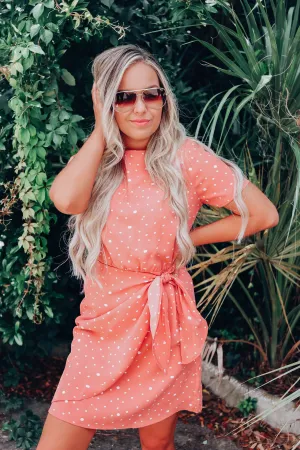 Vivid Coral Side Tie Dress