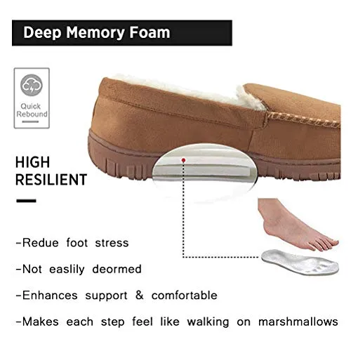 VLLY Men Slippers Size 12 Cozy Pile Lined Microsuede Indoor Outdoor Slip On Moccasin Slipper Beige