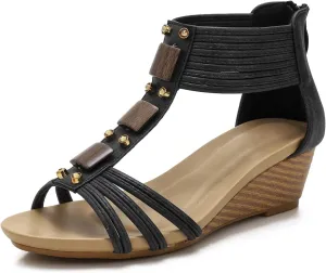 Wedge Sandals for Women Bohemia Open Toe Casual Summer Womens Sandals Roman High Heel Dressy Womens Beach Shoes