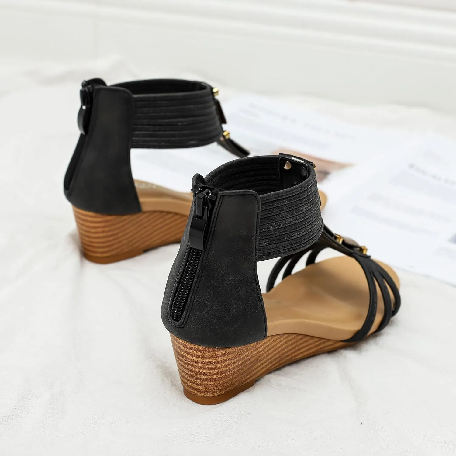 Wedge Sandals for Women Bohemia Open Toe Casual Summer Womens Sandals Roman High Heel Dressy Womens Beach Shoes