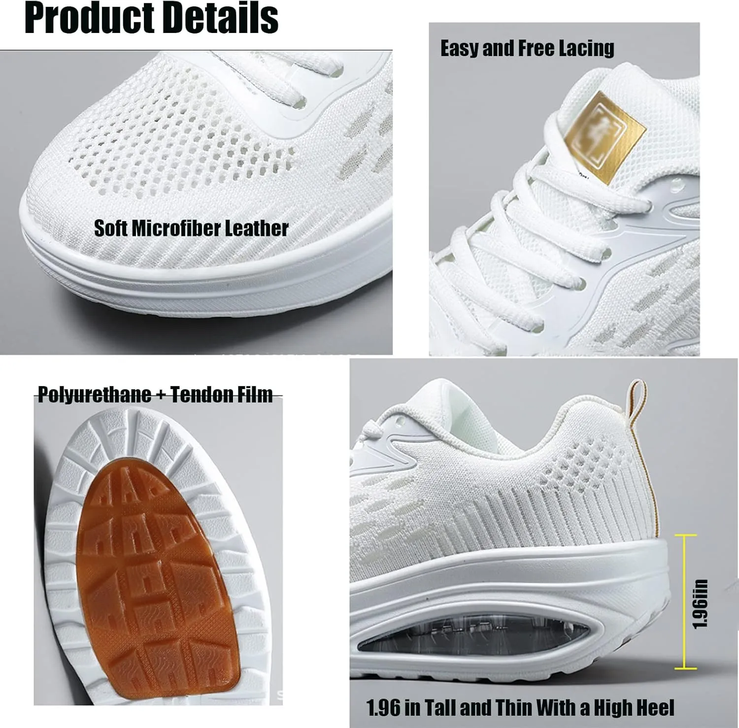WENOREG Women's Breathable Mesh Air Cushion Sneakers,Fashion Lace-up 3D Orthopedic Beef Tendon Platform Bottom Sneakers for Foot Pain Relief,Comfort Elastic Woven Casual Walking Shoes