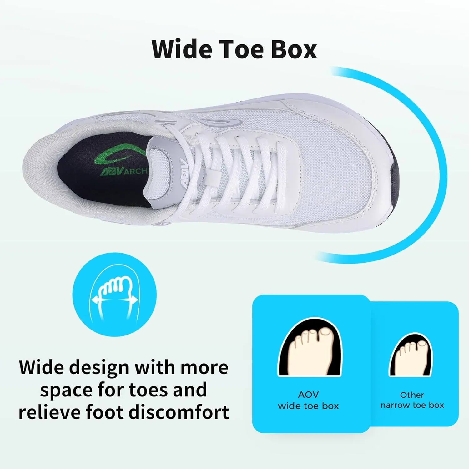 Wide Toe Box Shoes for Men Arch Support Walking Shoes Plantar Fasciitis Orthotic Tennis Sneakers