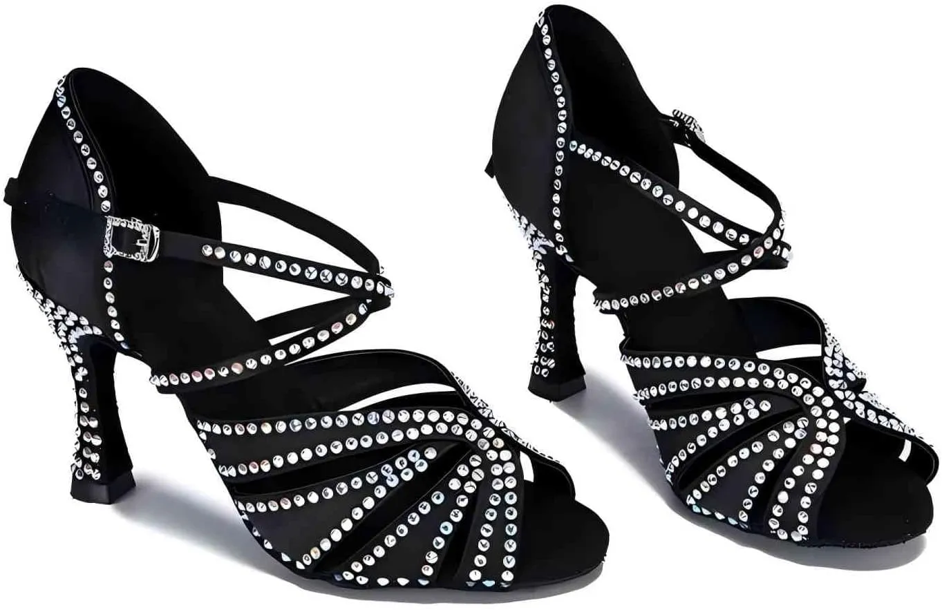 Women Ballroom Dance Shoes Diamond Fashion Modern Latin Salsa Bachata Practice Performance Dance Shoes