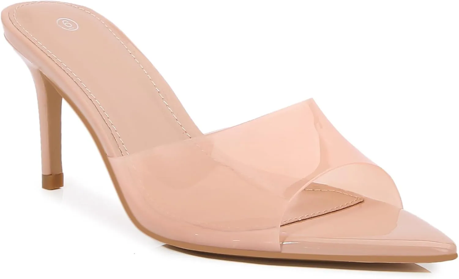 Women Clear Pointed Toe Sandals Stiletto Heels Transparent Strap High Heels Slip on Mules for Women