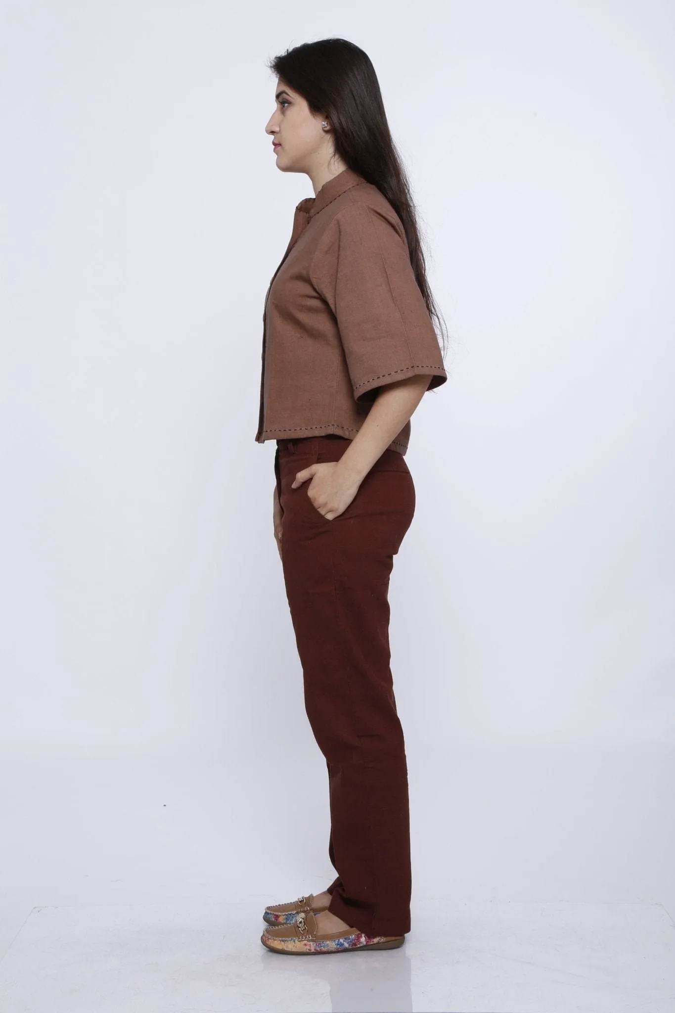 Women Cotton Co-Ord Set - Brown