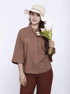 Women Cotton Co-Ord Set - Brown