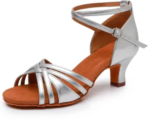 Women Latin Dance Shoes Satin Performance Salsa Bachata Professional Ballroom Dance Shoes,Model EM930-5cm Heel