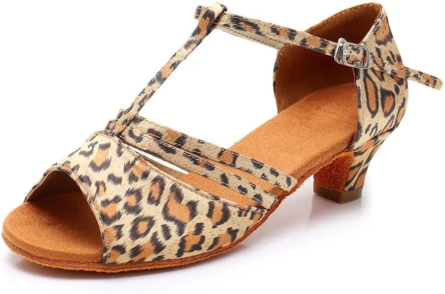 Women Peep Toe Sandals Low Heel Dress Shoes Latin Dance Shoes Ankle Strap Ballroom Shoe Professional Heels