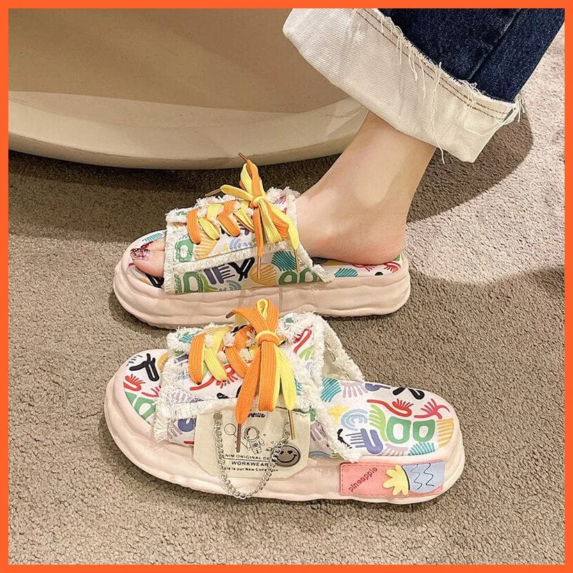 Women Summer Graffiti Slippers | Cool Flip Flops Street Sandals