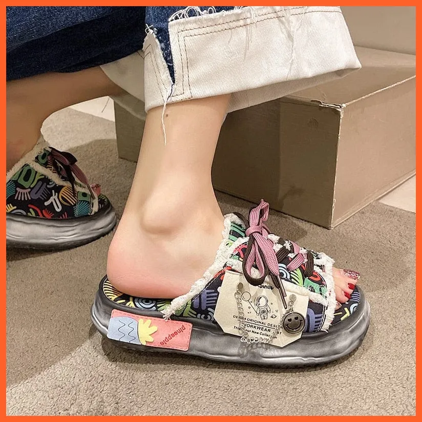 Women Summer Graffiti Slippers | Cool Flip Flops Street Sandals