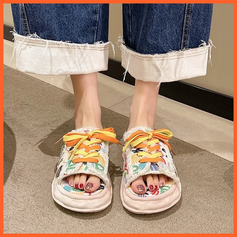 Women Summer Graffiti Slippers | Cool Flip Flops Street Sandals