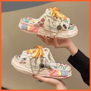 Women Summer Graffiti Slippers | Cool Flip Flops Street Sandals