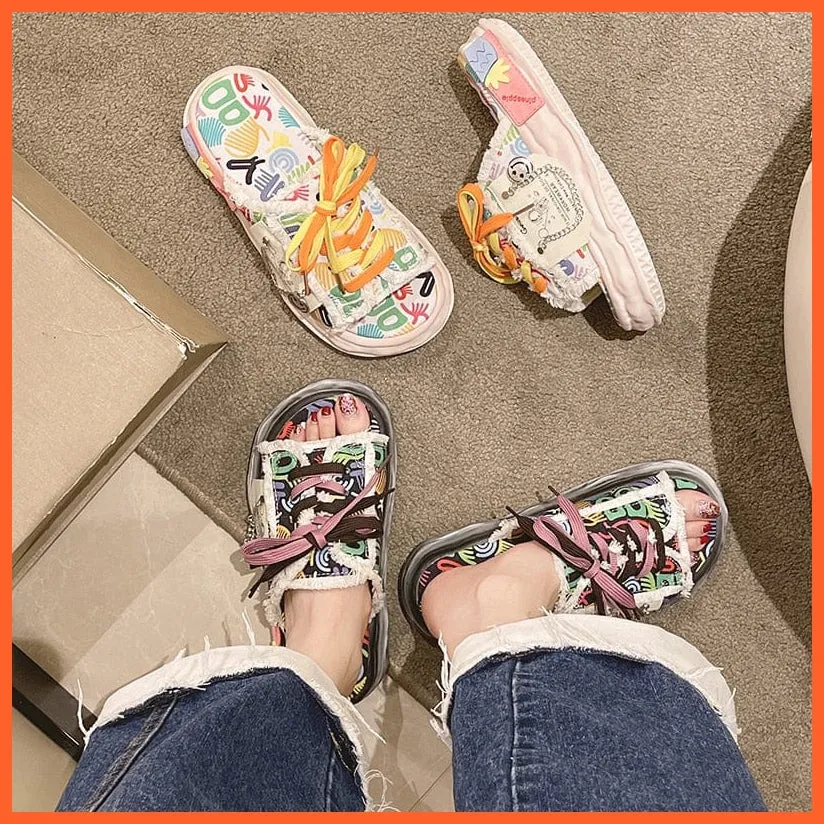 Women Summer Graffiti Slippers | Cool Flip Flops Street Sandals