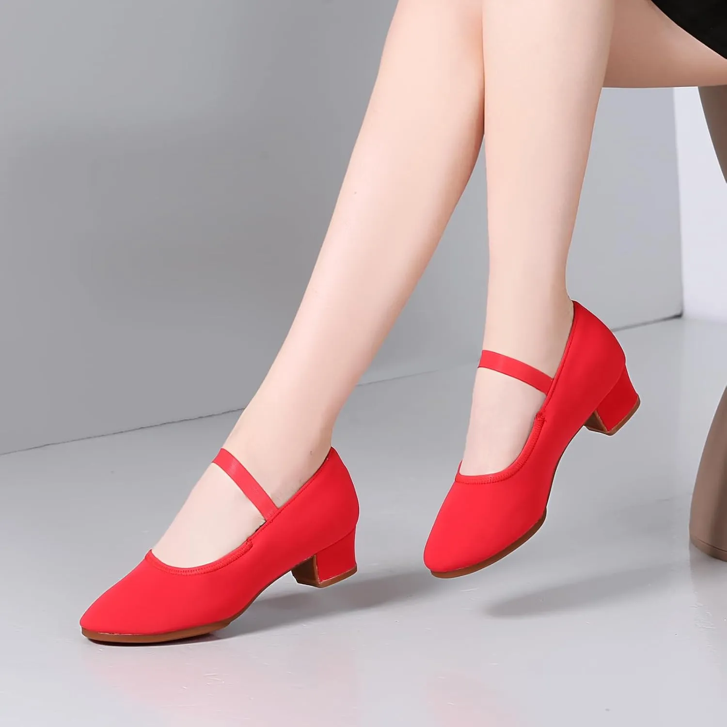 Women's Ballroom Dance Shoes Elastic Band Suede Sole Professional Modern Salsa Latin Teaching Practice