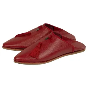 Women's Cuir Deco Chochia Red Moroccan Babouches Leather Slippers