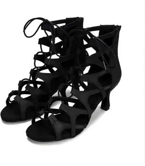 Women's Dance Shoes,Latin Salsa Jazz Lace-Up High Top Dance Boots,Ballroom Dance Shoes for Women,Practice Performance Dance Boots Shoes