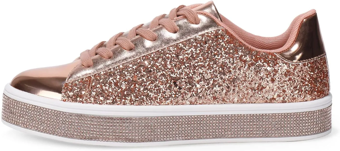 Womens Glitter Wedding Sneakers Neon Dressy Sequin Sparkly Sneakers Rhinestone Bling Bridal Shoes Shiny Tennis Shoes