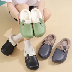 Women's Plus Size Fleece-Lined Cotton Home Slippers