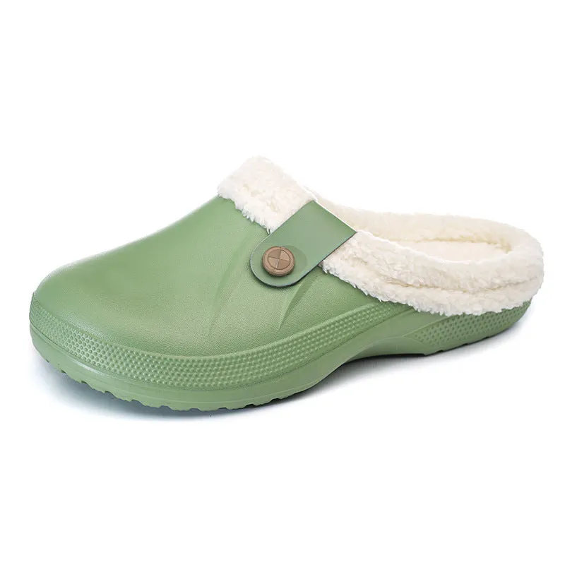 Women's Plus Size Fleece-Lined Cotton Home Slippers