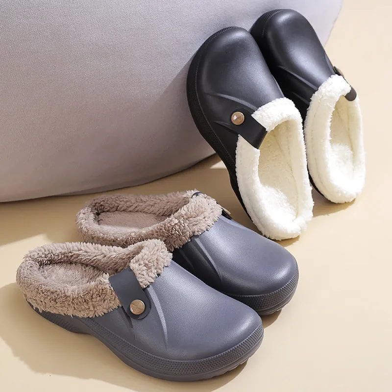 Women's Plus Size Fleece-Lined Cotton Home Slippers