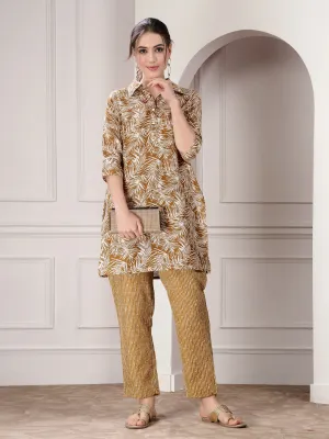 Women's Printed Cotton Blend Co-Ord set (CSSAMRINMUST)