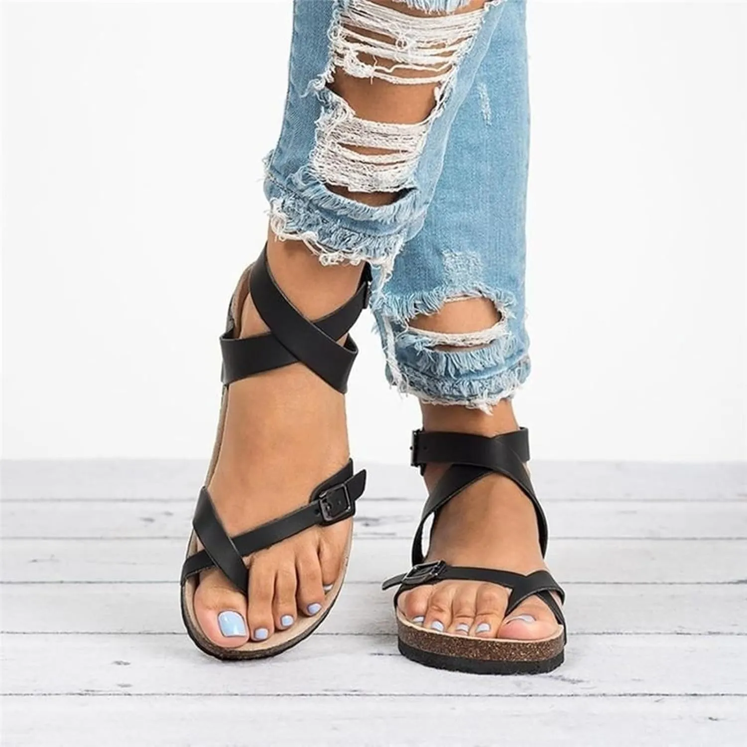 Women's Summer Strappy Fisherman Flat Sandal Adjustable Casual Rome Shoes Open Toe Slingback Gladiator Sandals for Women