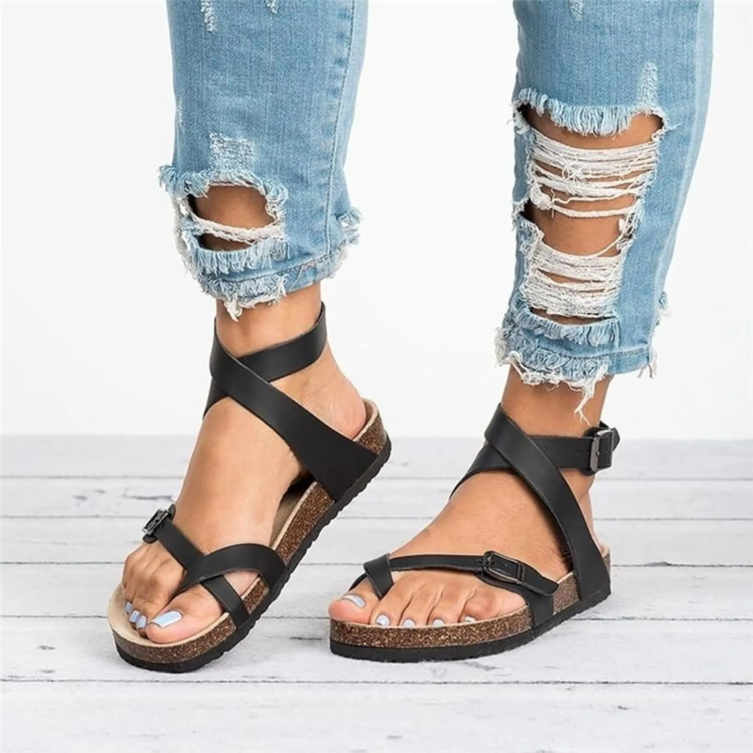 Women's Summer Strappy Fisherman Flat Sandal Adjustable Casual Rome Shoes Open Toe Slingback Gladiator Sandals for Women
