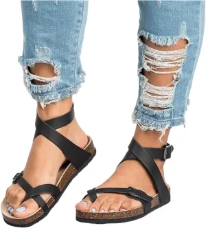 Women's Summer Strappy Fisherman Flat Sandal Adjustable Casual Rome Shoes Open Toe Slingback Gladiator Sandals for Women
