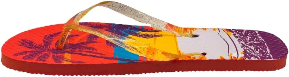 Women's Tropical Lightweight Flip-Flop Sandals, Size 5/6, Red