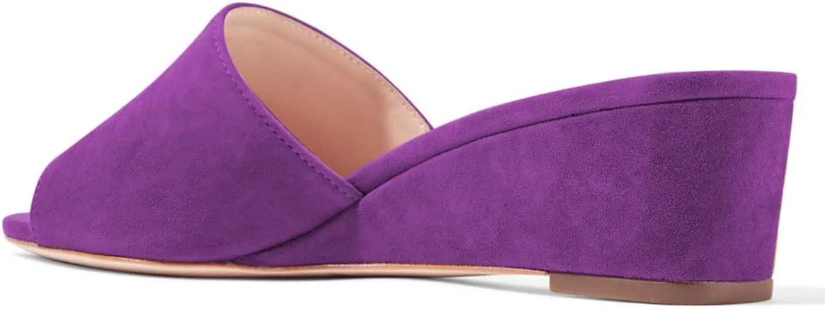 YDN Women Low Heel Wedge Sandals Slip on Mules Peep Toe Shoes for Party Prom